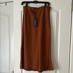 Rachel Zoe Women's satin Copper Midi Skirt-NWT